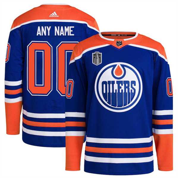 Mens Edmonton Oilers Custom Royal 2024 Stanley Cup Final Patch Stitched Jersey